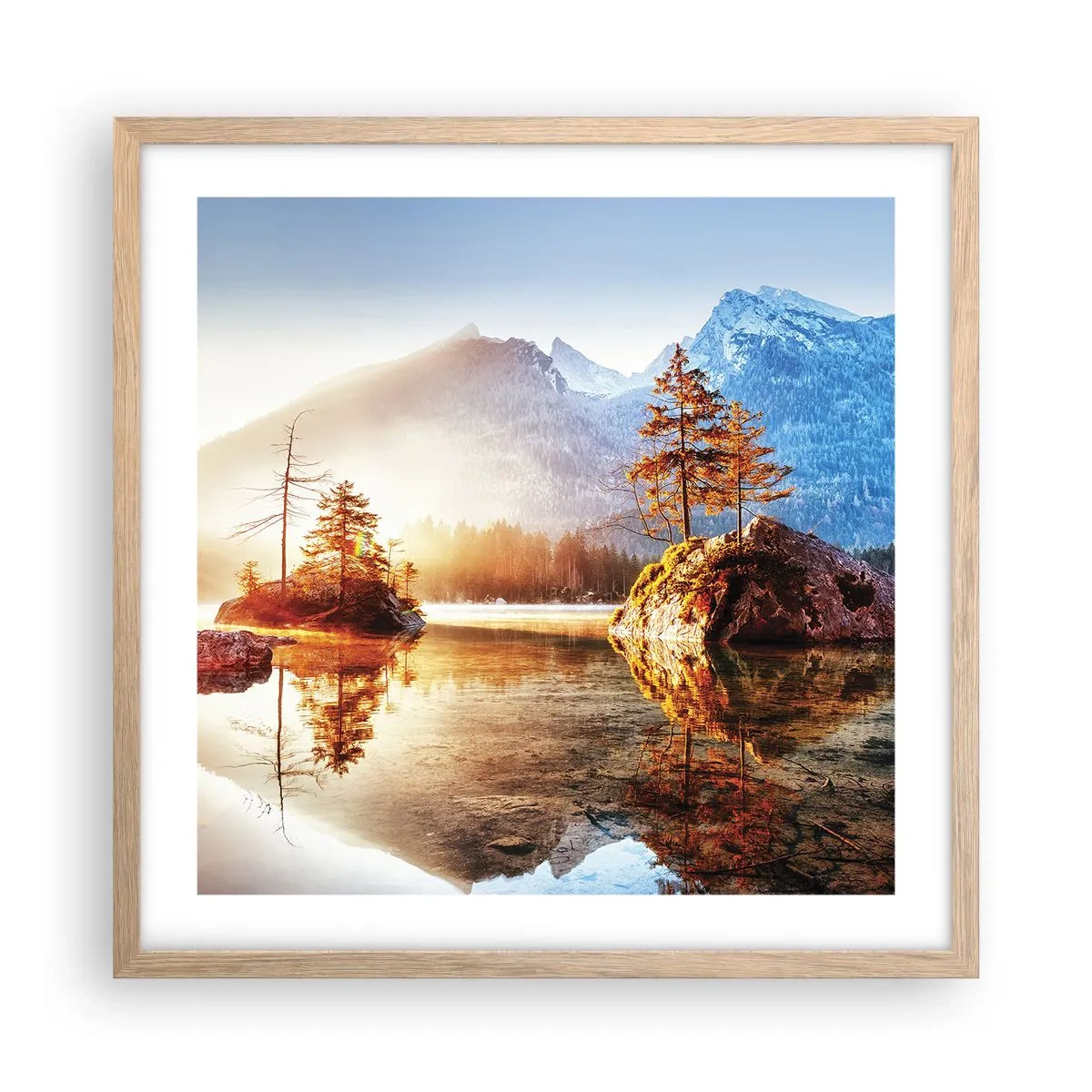 Affiche dans un chêne clair - Poster - La nature sous un nouveau jour - 50x50 cm