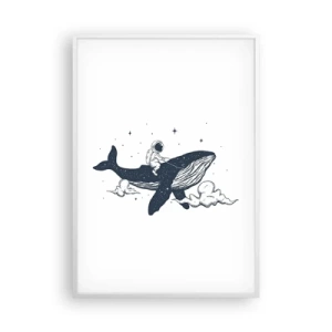 Affiche dans un cadre blanc - Poster - Aventure spatiale - 70x100 cm