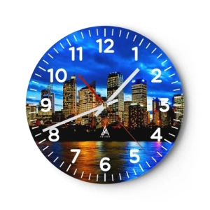 Horloge murale - Pendule murale - Une nuit de lumières et de couleurs - 40x40 cm