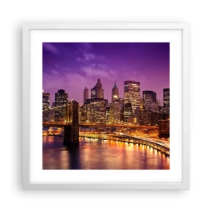 Affiche dans un cadre blanc - Poster - Manhathann or violet - 40x40 cm