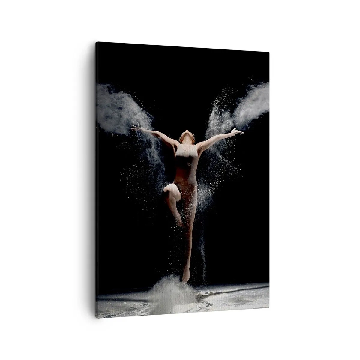 Impression sur toile - Image sur toile - Une danseuse en mouvement avec un effet de poussière saisissant sur fond noir - 50x70cm - Les elfes existent - Décoration murale moderne pour le salon et la chambre ARTTOR
