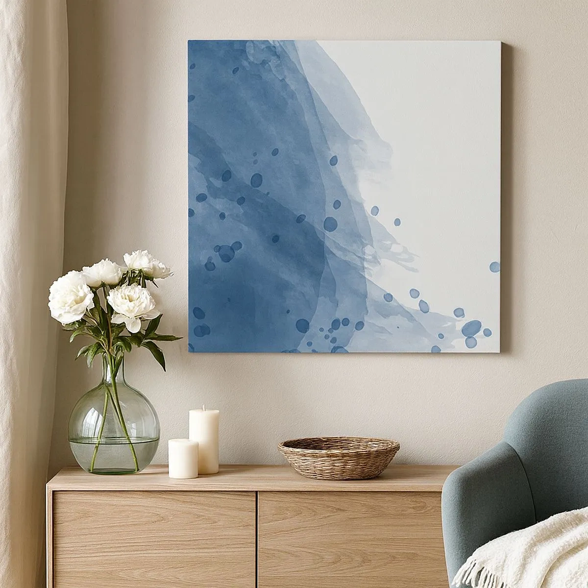 Impression sur toile - Image sur toile - Tulle bleu - 30x30 cm