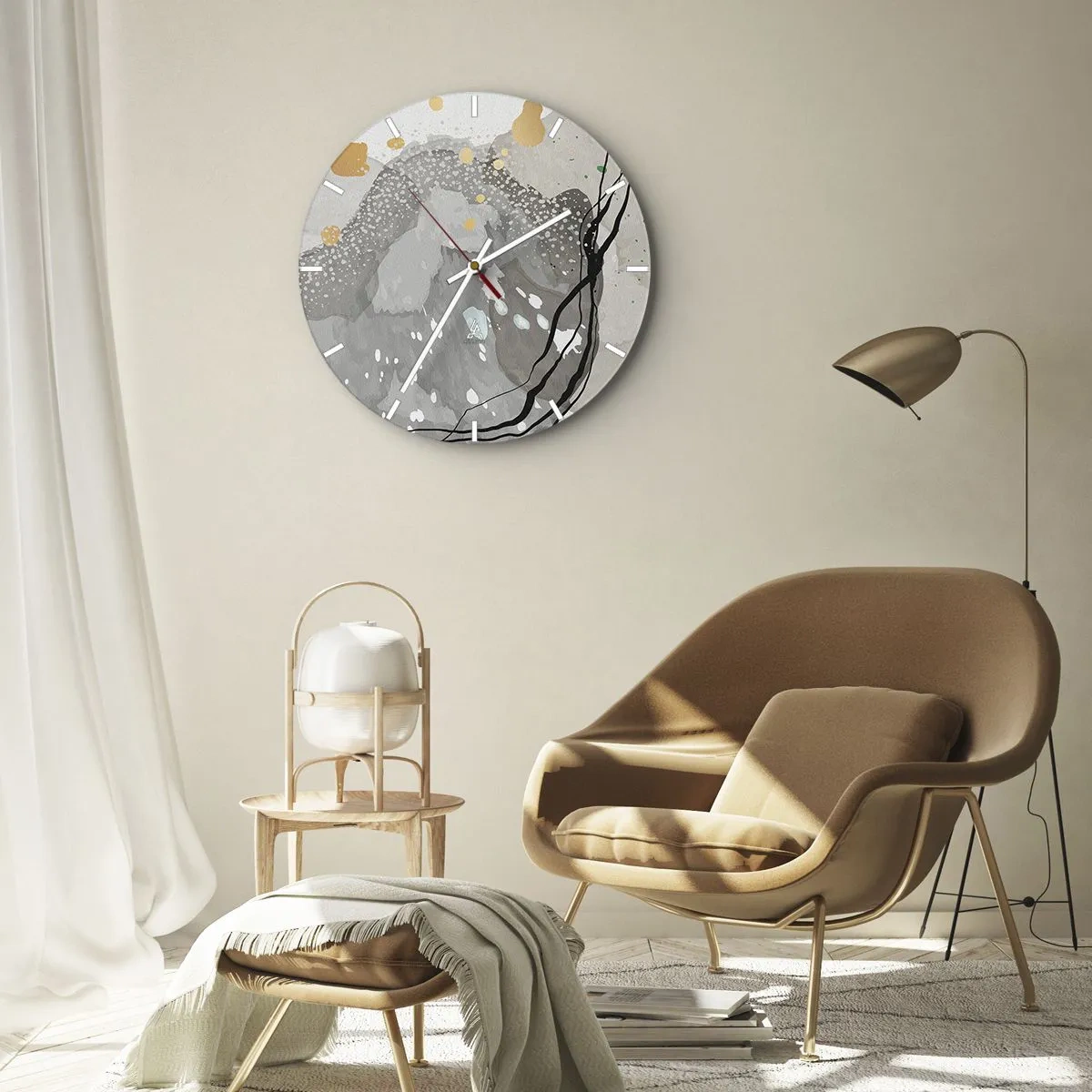 Horloge murale - Pendule murale - Composition organique - 40x40 cm