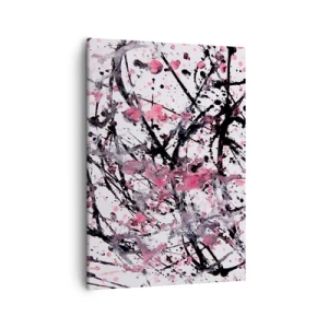 Impression sur toile - Image sur toile - Motif abstrait dans les tons de rose, noir et blanc - 50x70cm - La nature éphémère de la vie - Décoration murale moderne pour le salon et la chambre ARTTOR