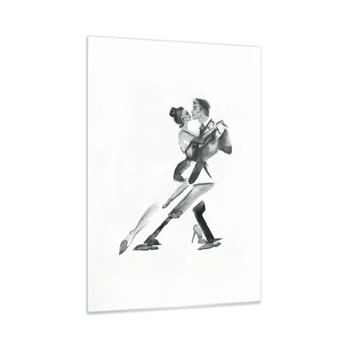 Impression sur verre - Image sur verre - Un couple dansant le tango à l'aquarelle noir et blanc - 50x70cm - En un battement - Décoration murale moderne pour le salon et la chambre ARTTOR