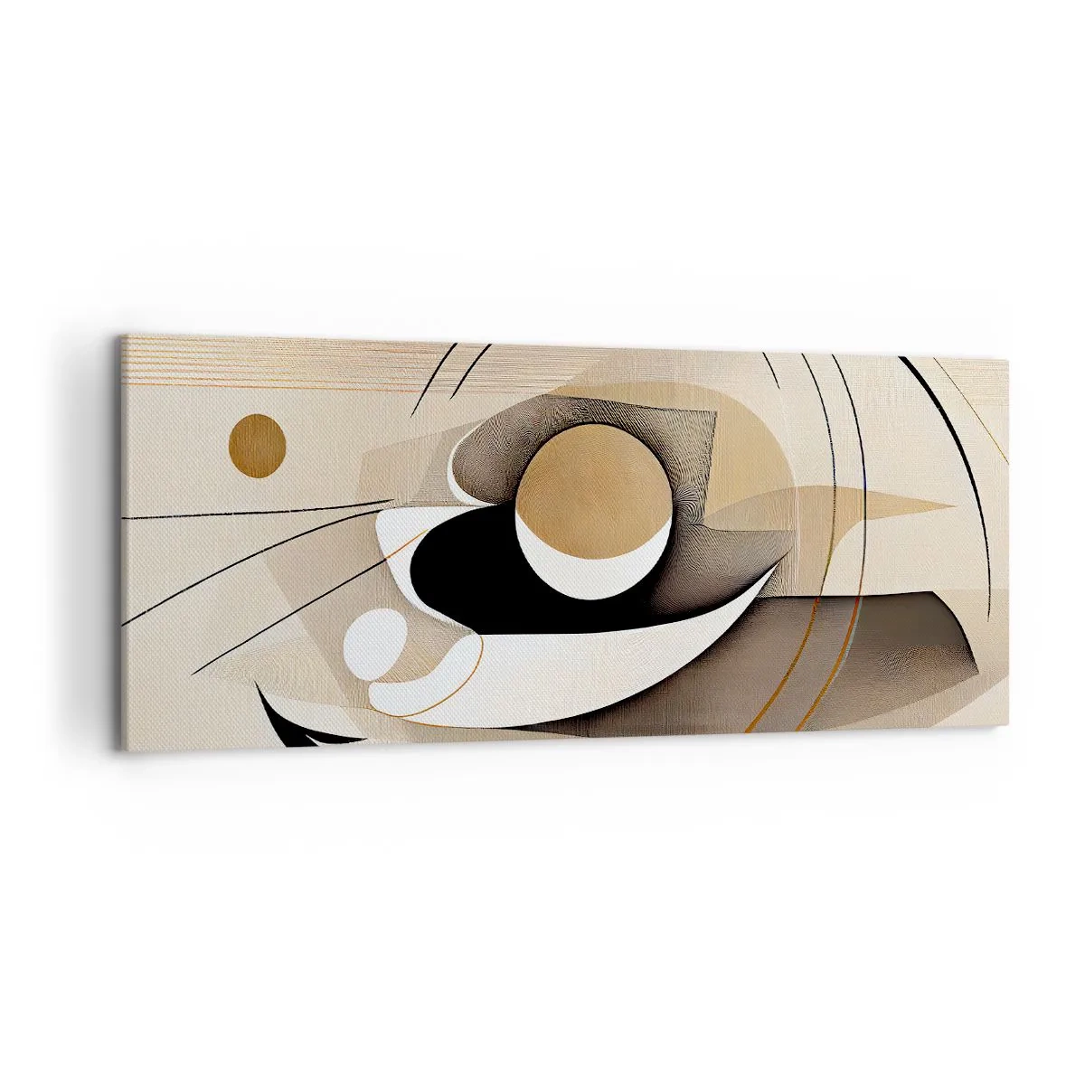 Impression sur toile - Image sur toile - Composition abstraite dans les tons beige et noir - 120x50cm - Composition : l'essence des choses - Décoration murale moderne pour le salon et la chambre ARTTOR
