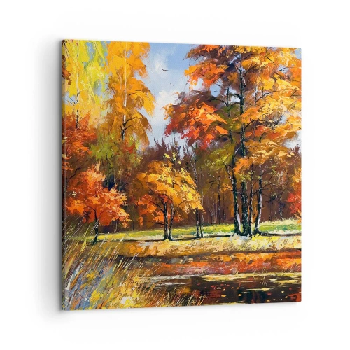 Impression sur toile - Image sur toile - Paysage en or et bronze - 50x50 cm
