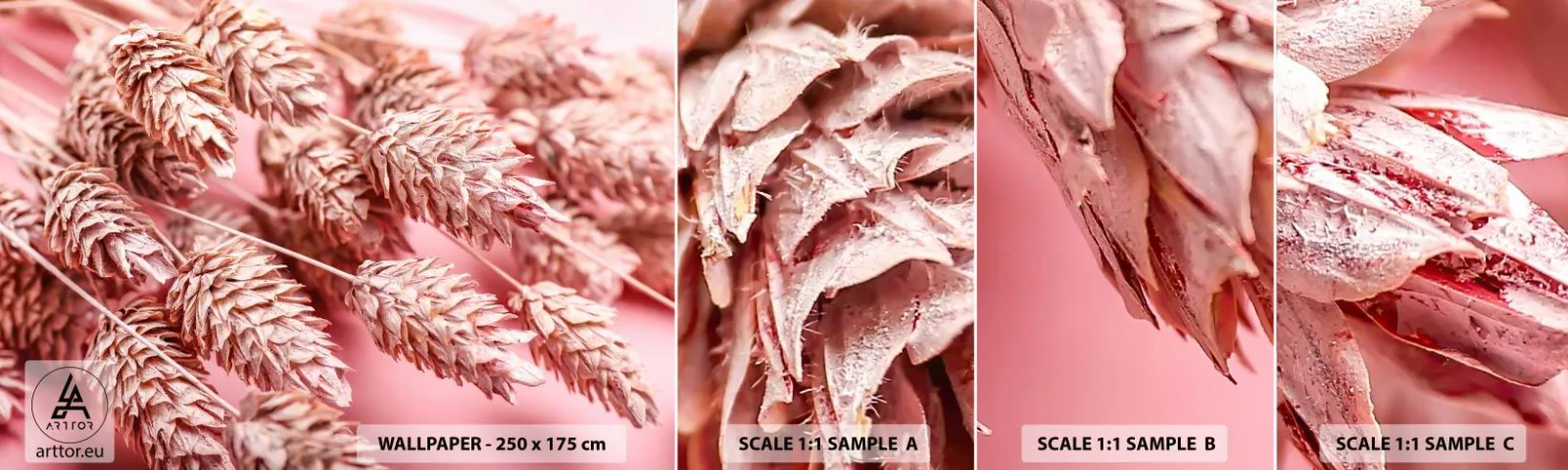 Échantillon de Papier Peint Autocollant Deluxe Sticker - Une cascade florale en rose - Fleurs séchées, Bouquet de fleurs, Fleurs - 100x30 cm