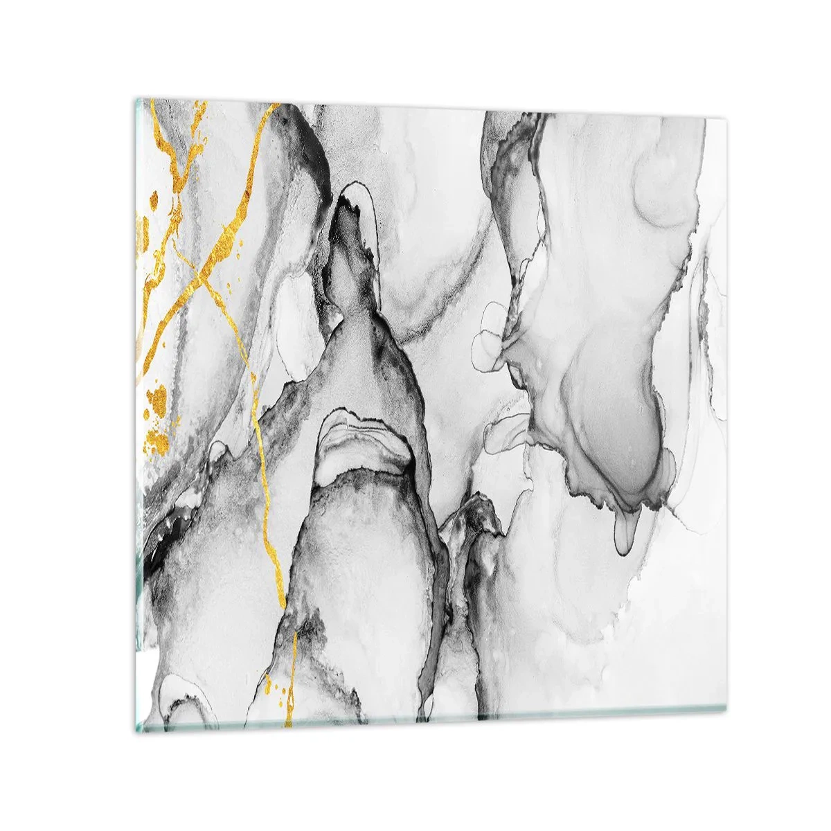 Impression sur verre - Image sur verre - Composition à motif or - 30x30 cm