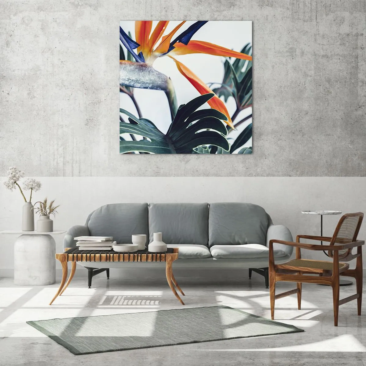 Impression sur verre - Image sur verre - Le buisson oiseaux - 40x40 cm