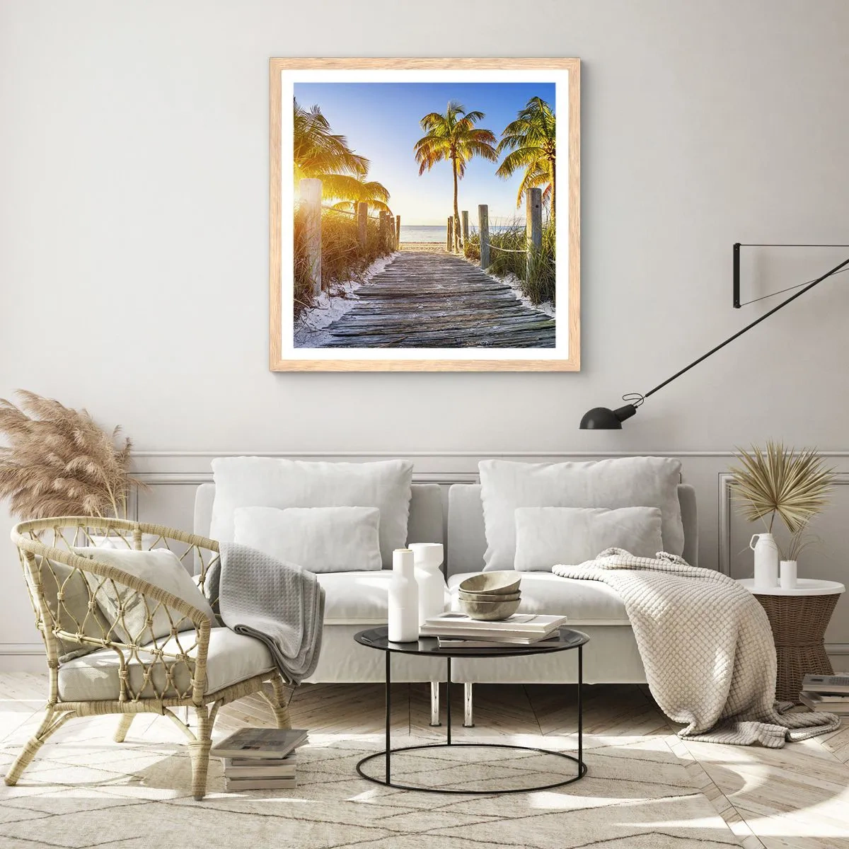 Affiche dans un chêne clair - Poster - Directement au paradis - 40x40 cm