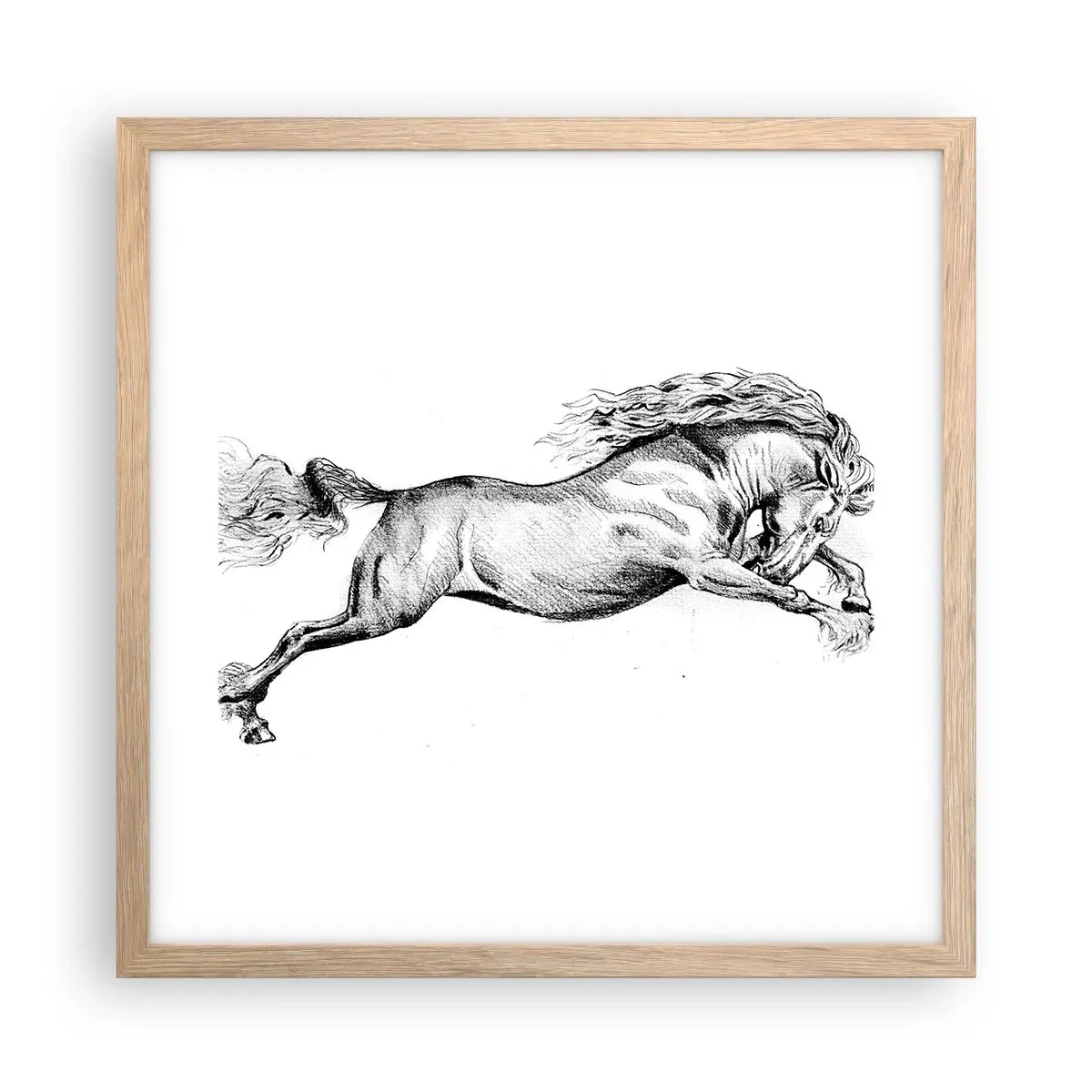 Affiche dans un chêne clair - Poster - Immortalisé au galop - 40x40 cm