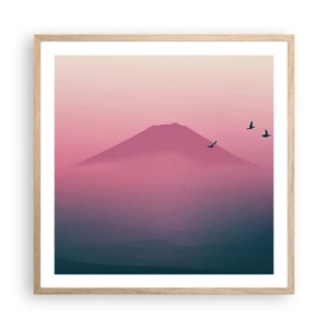 Affiche dans un chêne clair - Poster - Des pèlerins au dessus des nuages - 60x60 cm
