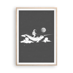 Affiche dans un chêne clair - Poster - Cavalier de l'espace - 70x100 cm