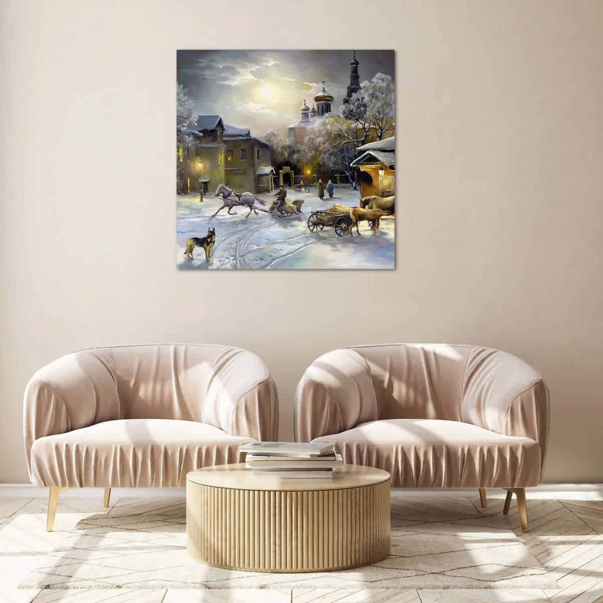 Impression sur verre - Image sur verre - La magie de l'hiver russe - 40x40 cm