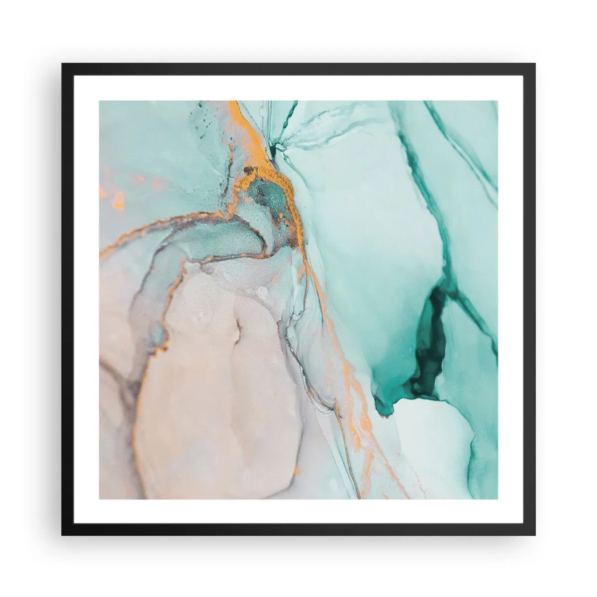 Affiche dans un cadre noir - Poster - Danse des formes et des couleurs - 60x60 cm