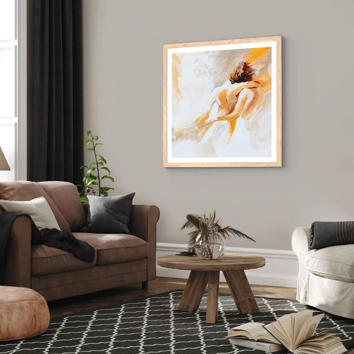 Affiche dans un chêne clair - Poster - Proximité dans le ciel - 30x30 cm