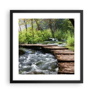 Affiche dans un cadre noir - Poster - Au-dessus de la cascade mousseuse - 40x40 cm