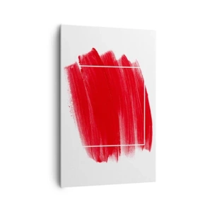 Impression sur toile - Image sur toile - Coup de pinceau rouge avec bordure blanche - 80x120cm - En dehors du cadre - Décoration murale moderne pour le salon et la chambre ARTTOR