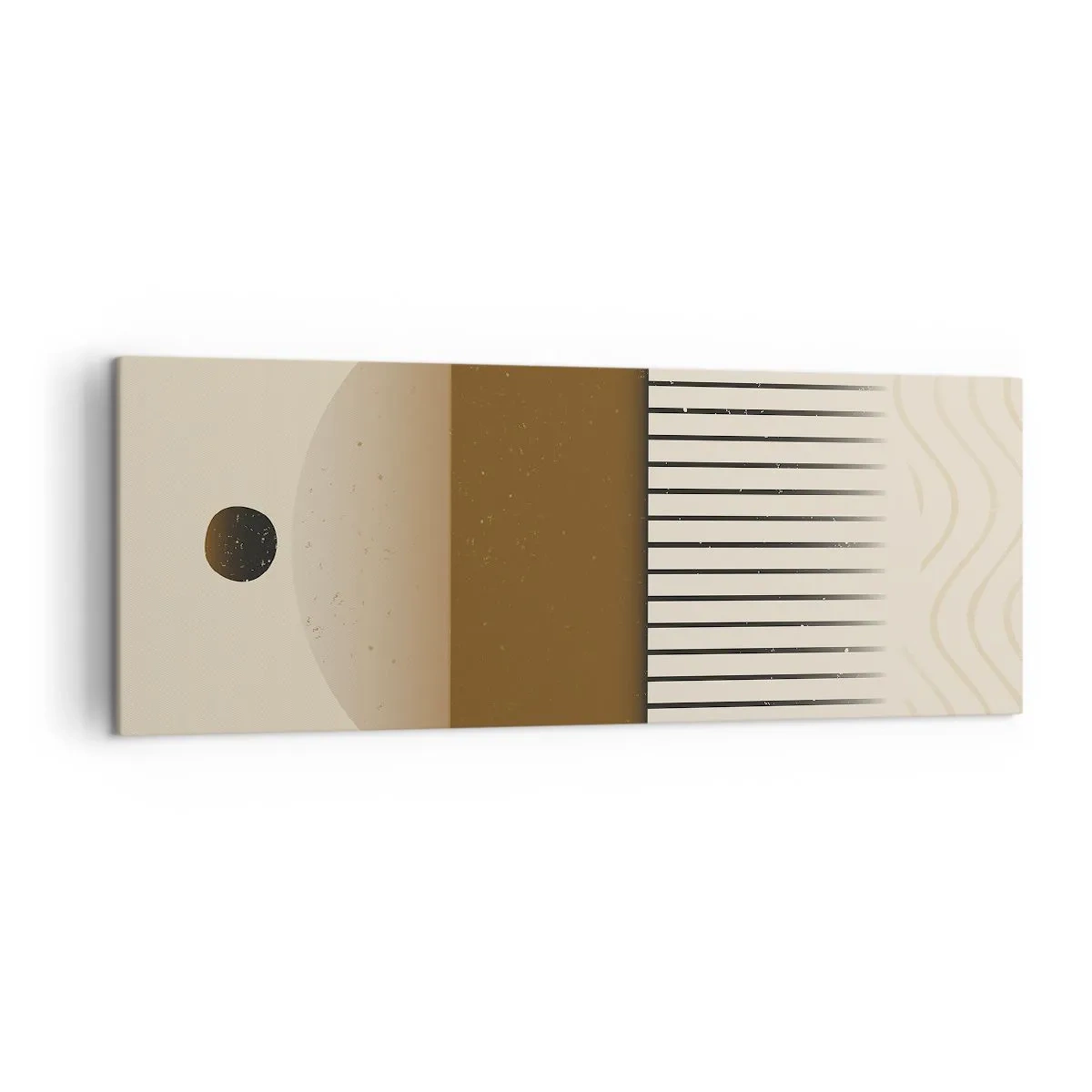 Impression sur toile - Image sur toile - Composition géométrique abstraite dans les tons beige et marron - 140x50cm - Différents états - Décoration murale moderne pour le salon et la chambre ARTTOR