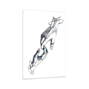 Impression sur verre - Image sur verre - Représentation artistique d'une main dans une forme minimaliste et géométrique - 70x100cm - Un bon geste - Décoration murale moderne pour le salon et la chambre ARTTOR