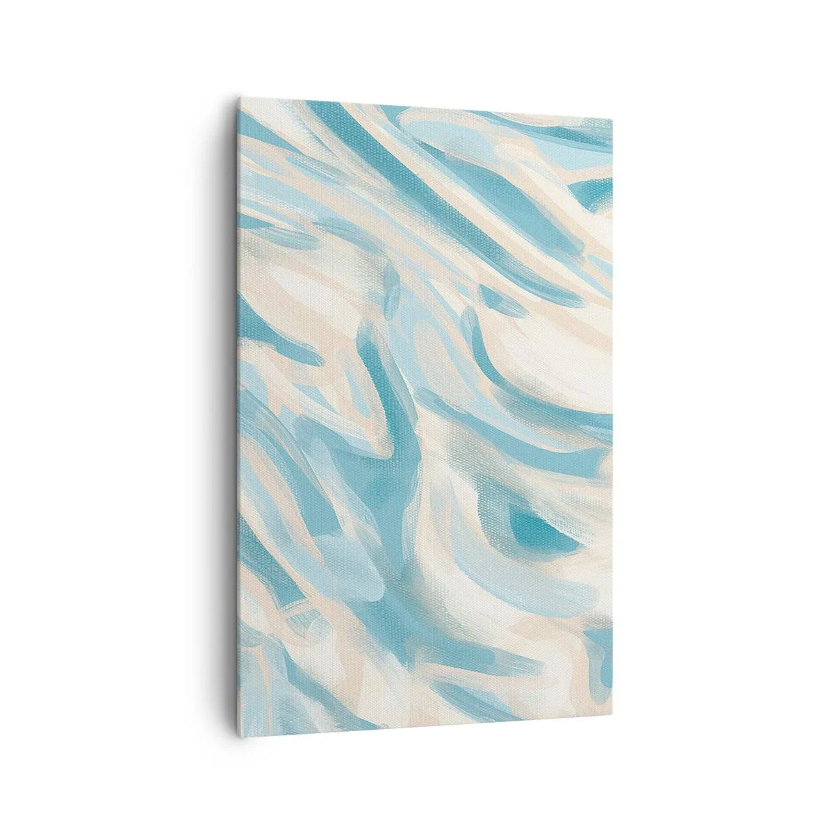 Impression sur toile - Image sur toile - Des stries bleues abstraites sur un fond clair - 80x120cm - Brise printanière - Décoration murale moderne pour le salon et la chambre ARTTOR