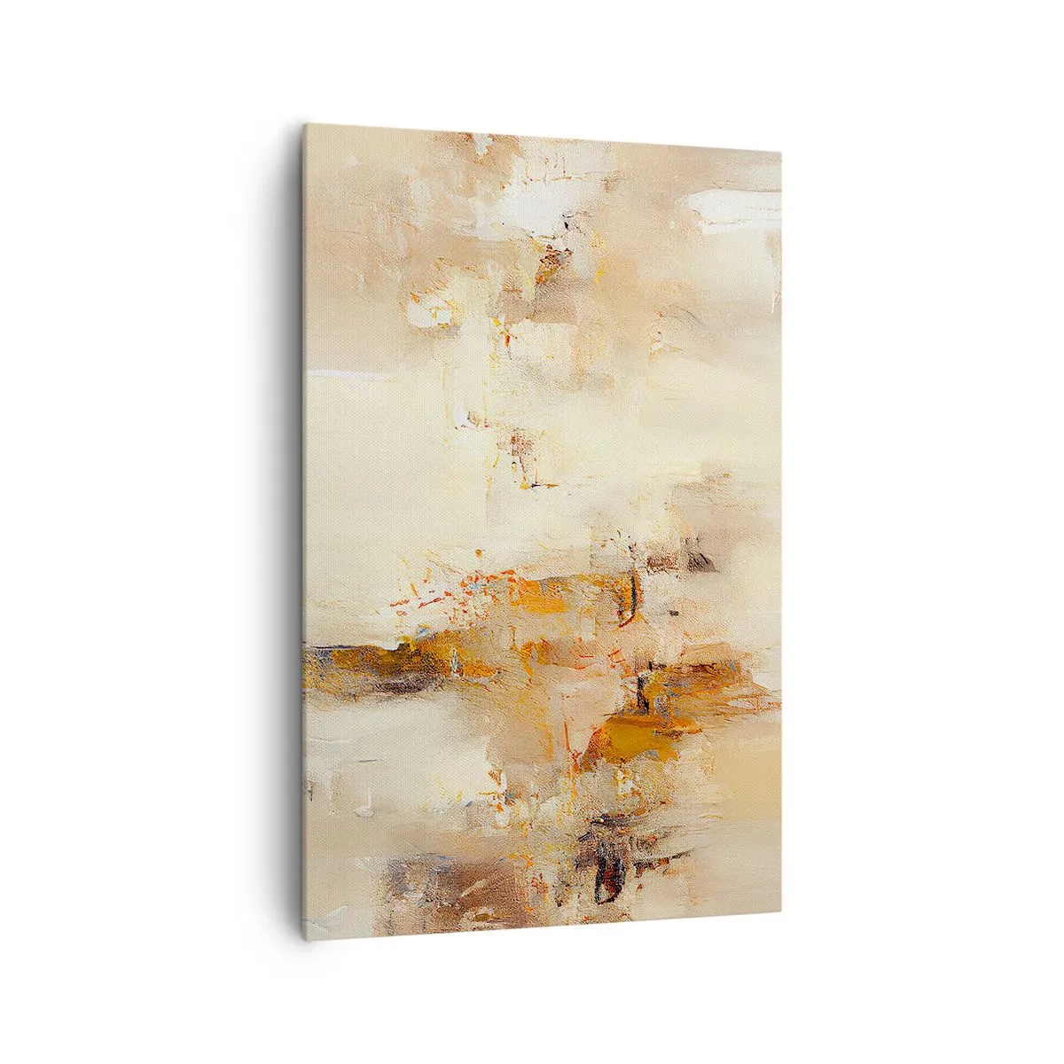 Impression sur toile - Image sur toile - Une composition abstraite dans des tons chauds de jaune et de marron. - 80x120cm - Âme de l'ambre - Décoration murale moderne pour le salon et la chambre ARTTOR