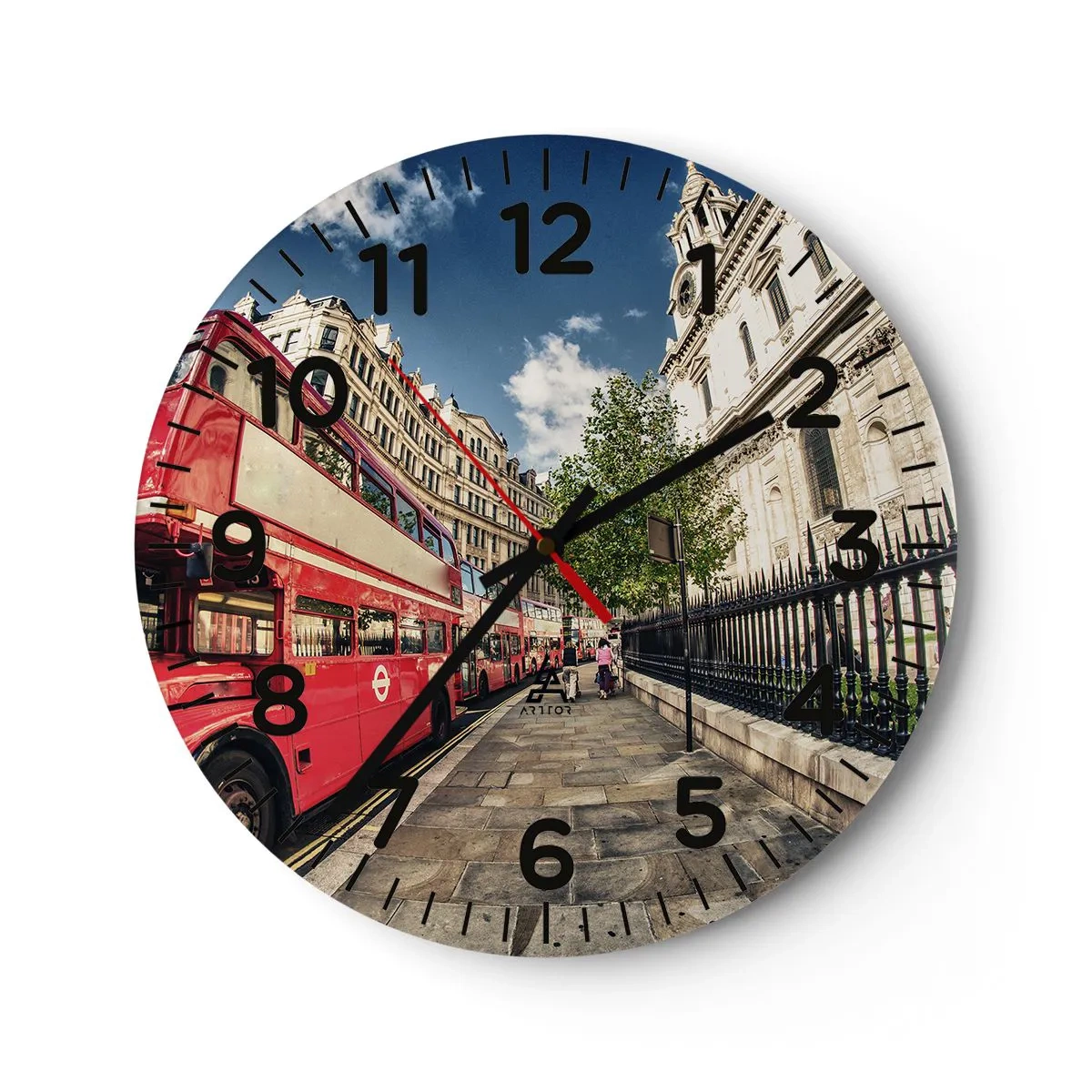 Horloge murale - Pendule murale - Rue de Londres en gris et rouge - 40x40 cm