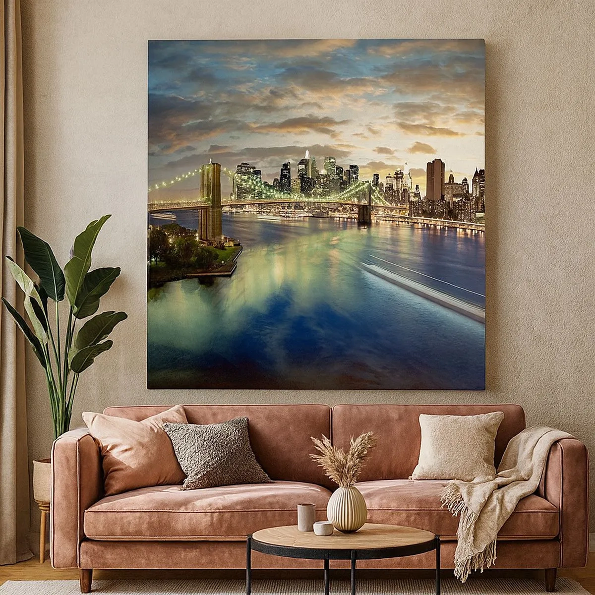 Impression sur toile - Image sur toile - Une soirée lumineuse sur Manhattan - 30x30 cm