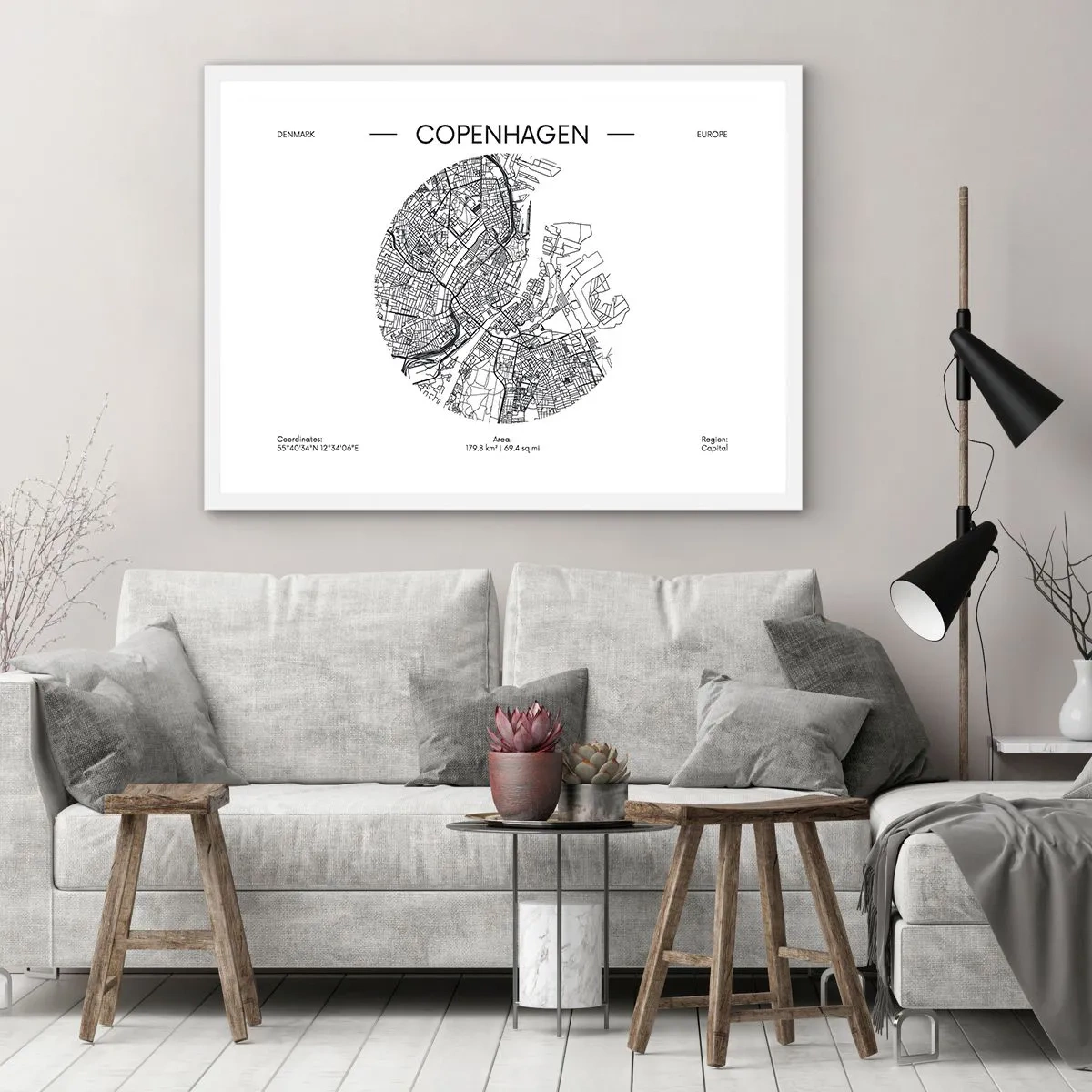 Affiche dans un cadre blanc - Poster - Anatomie de Copenhague - 50x40 cm