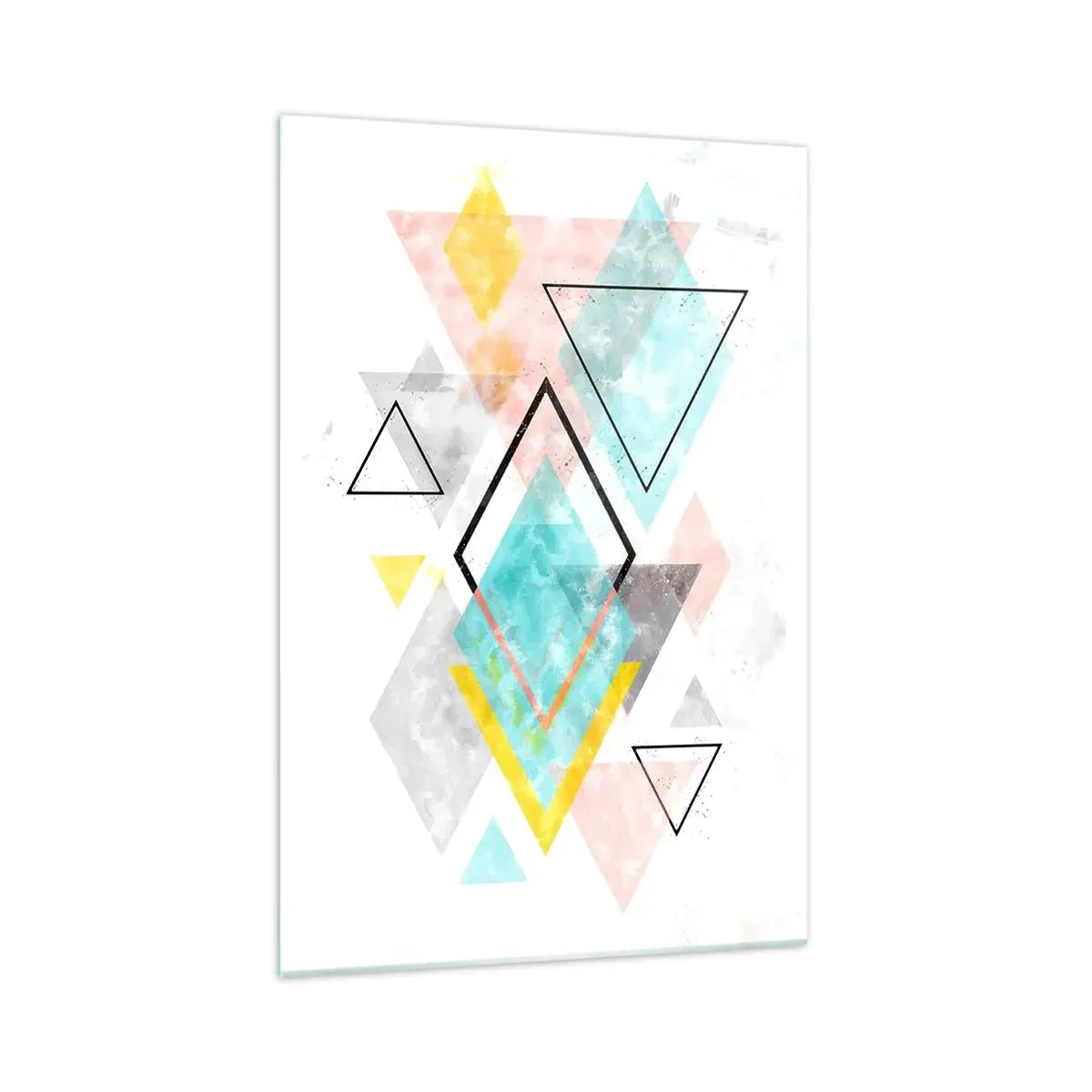 Impression sur verre - Image sur verre - Motifs géométriques colorés sur fond blanc - 70x100cm - Géométrie facile - Décoration murale moderne pour le salon et la chambre ARTTOR