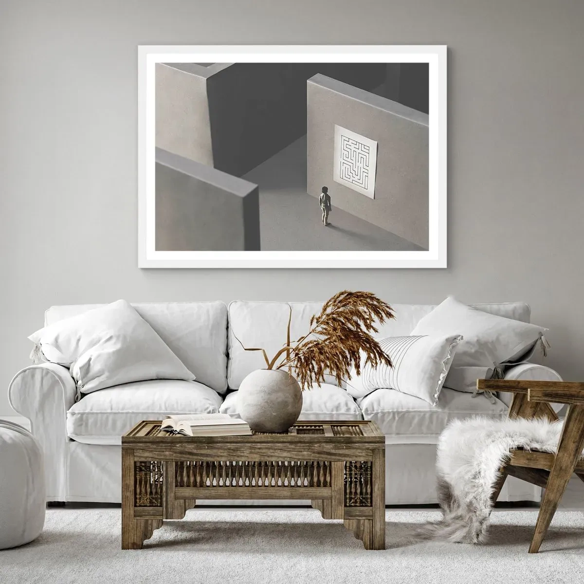 Affiche dans un cadre blanc - Poster - Mais où suis-je? - 100x70 cm