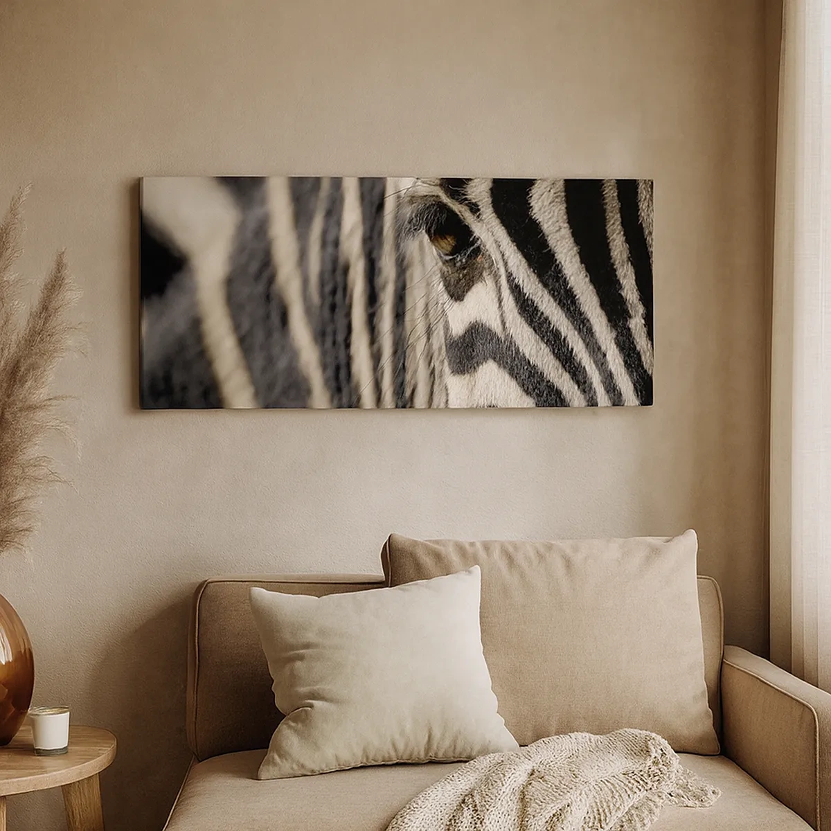 Impression sur toile - Image sur toile - Portrait en rayure - 30x30 cm