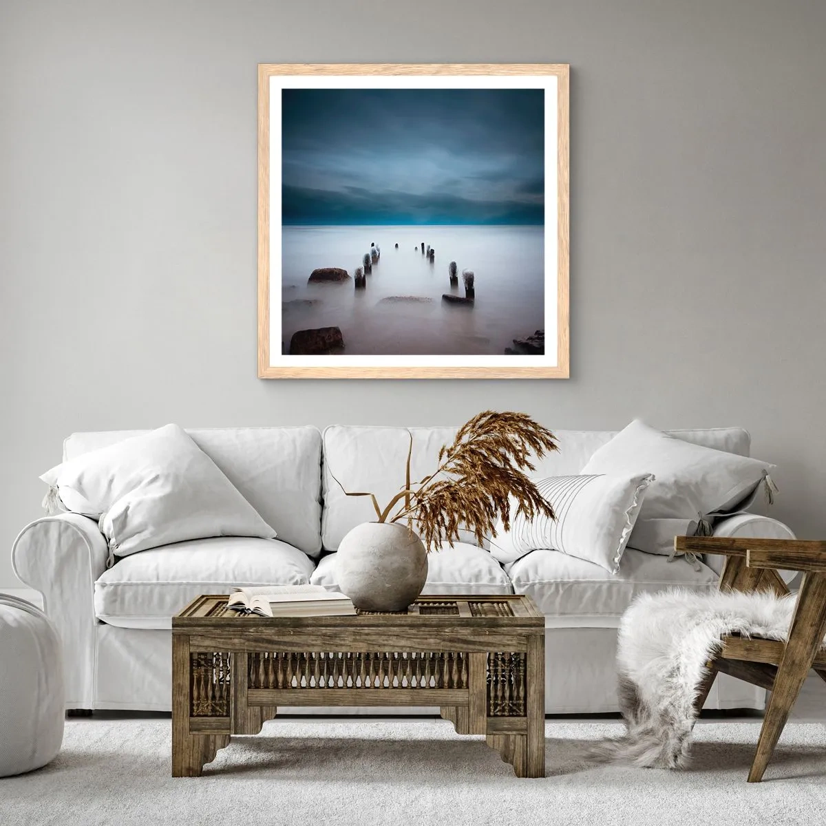 Affiche dans un chêne clair - Poster - Lac pensif - 40x40 cm