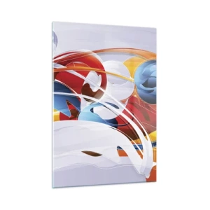 Impression sur verre - Image sur verre - Une composition abstraite de formes et de lignes colorées. - 50x70cm - La danse des éléments - Décoration murale moderne pour le salon et la chambre ARTTOR