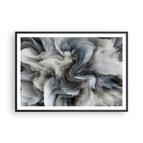 Affiche dans un cadre noir - Poster - Tourbillon abstrait dans les tons de gris et de bleu - 100x70cm - Pierre et fleur - Décoration murale moderne pour le salon et la chambre ARTTOR