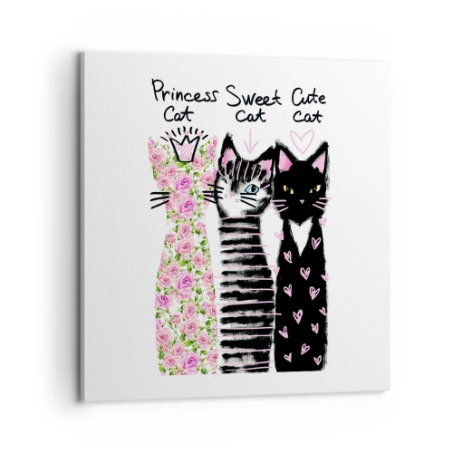 Impression sur toile - Image sur toile - Il y avait trois chats - 60x60 cm