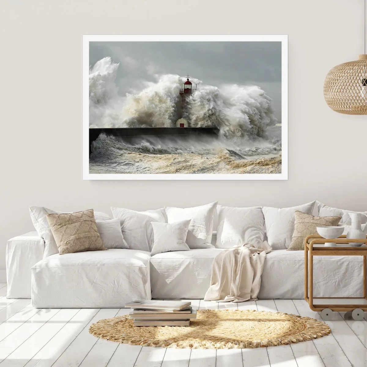 Affiche - Poster - Un phare entouré de vagues violentes pendant une tempête - 100x70cm - La colère de l'océan - Décoration murale moderne pour le salon et la chambre ARTTOR