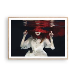 Affiche dans un chêne clair - Poster - Femme mystérieuse - 100x70 cm