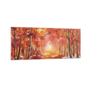 Impression sur verre - Image sur verre - Forêt de cuivre - 100x40 cm