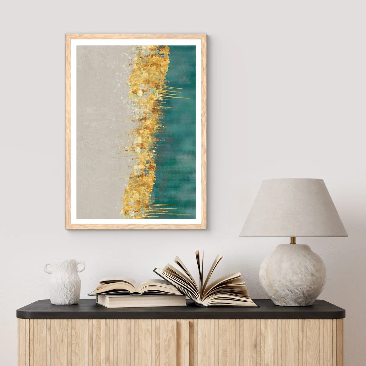 Affiche dans un chêne clair - Poster - La frontière dorée - 30x40 cm