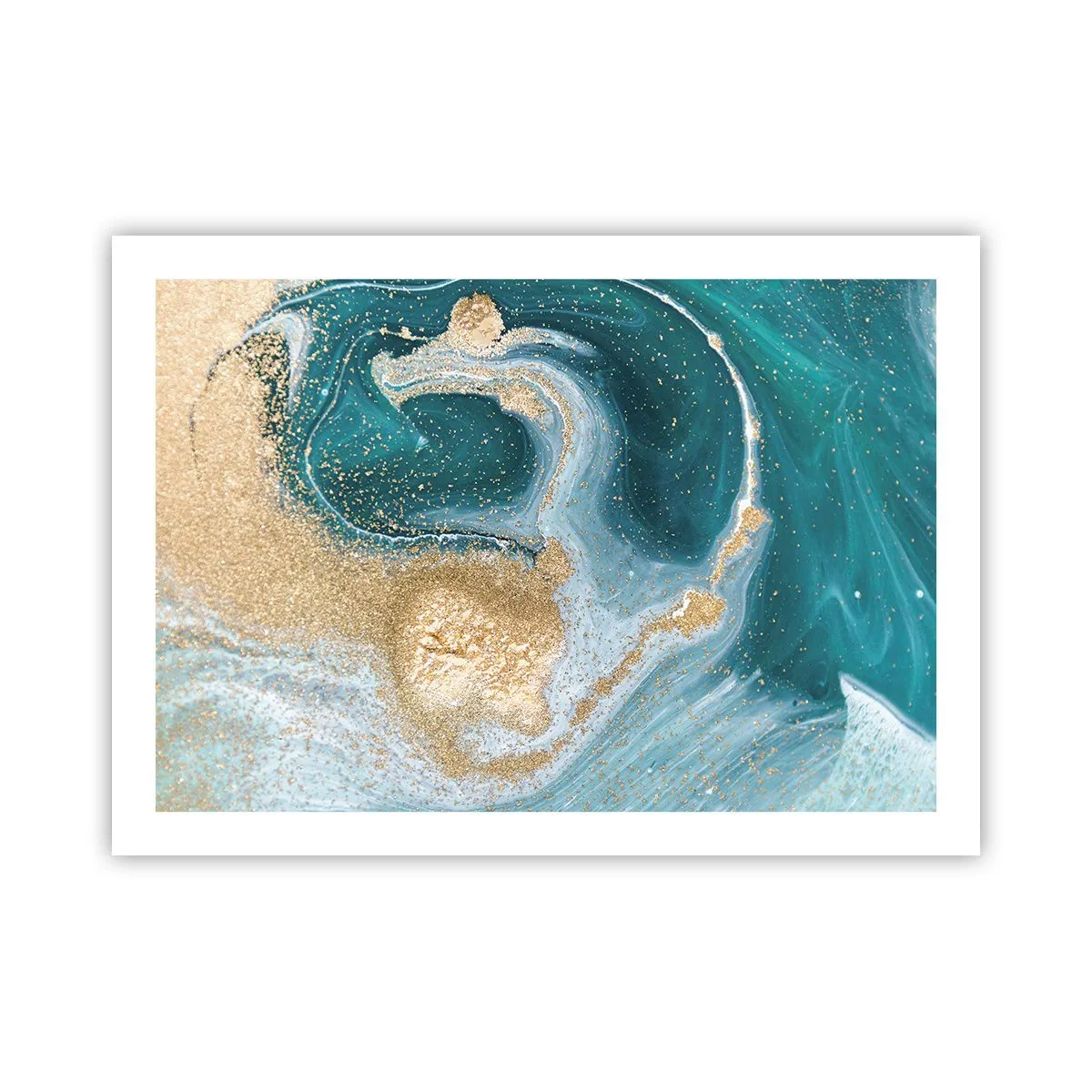 Affiche - Poster - Tourbillon d'or et de turquoise - 70x50 cm