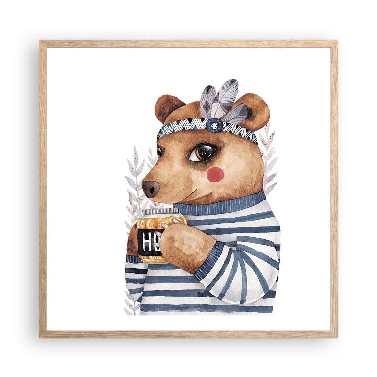 Affiche dans un chêne clair - Poster - Un nounours trop mignon - 60x60 cm