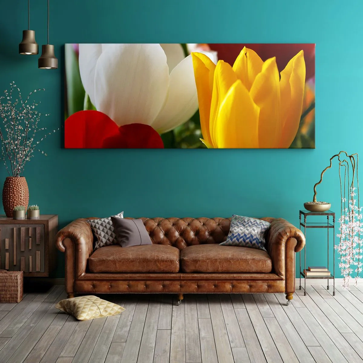 Impression sur toile - Image sur toile - La fièvre des tulipes - 90x30 cm