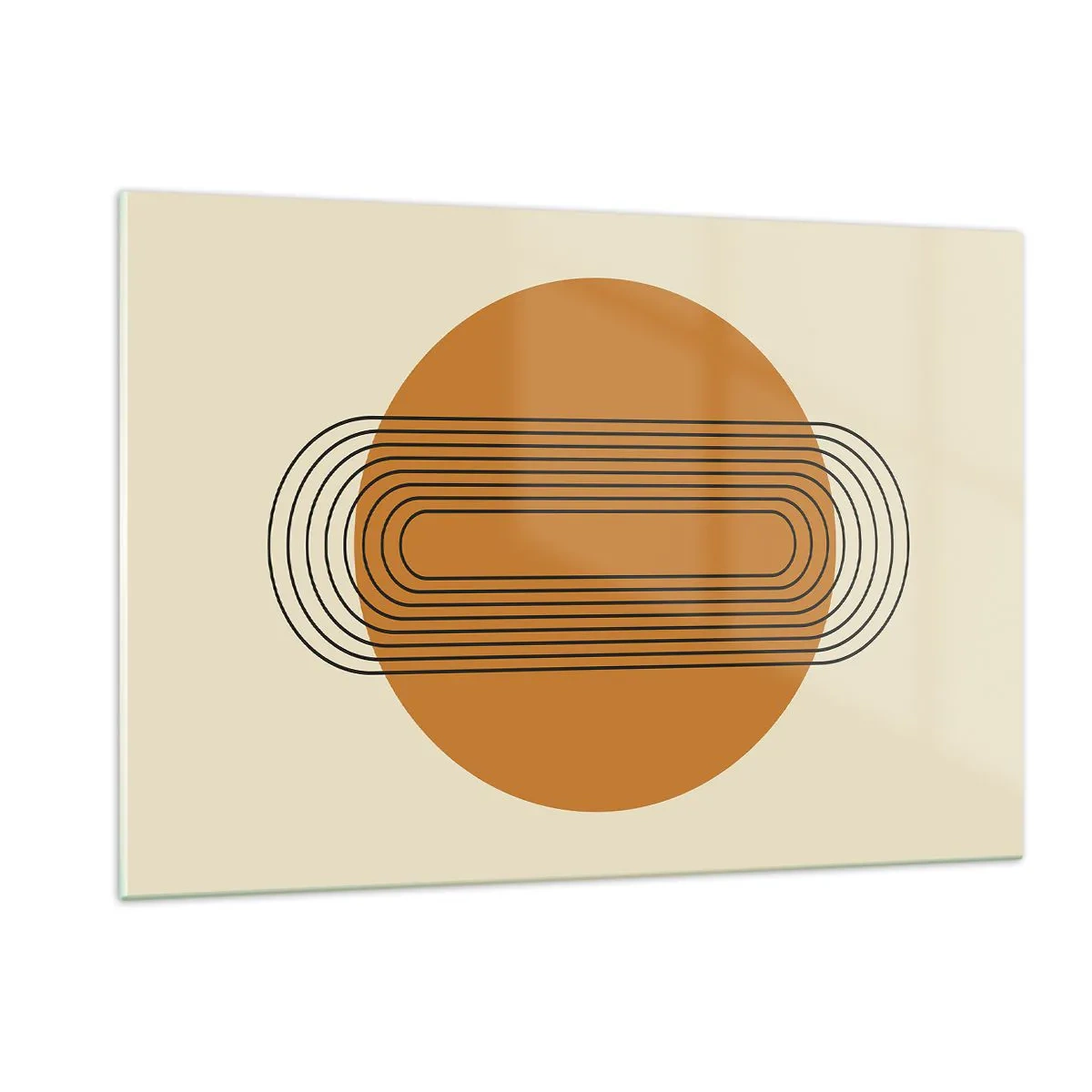 Impression sur verre - Image sur verre - Abstraction géométrique avec des cercles et des lignes - 120x80cm - Plan idéal - Décoration murale moderne pour le salon et la chambre ARTTOR