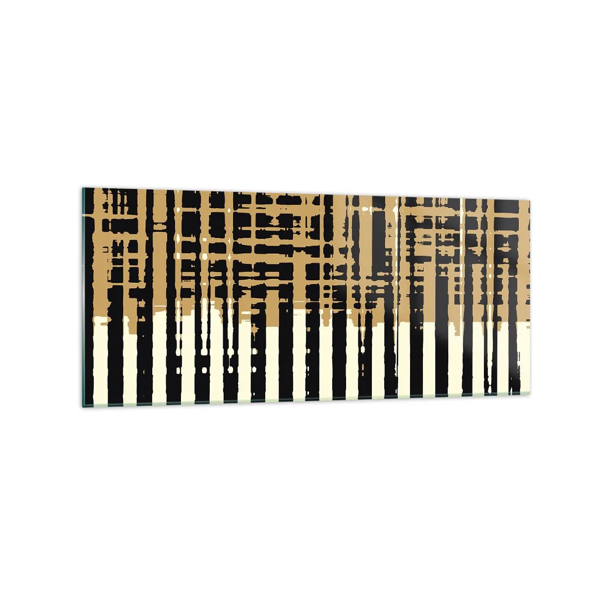 Impression sur verre - Image sur verre - Lignes abstraites en noir, beige et blanc - 120x50cm - Abstraction architecturale - Décoration murale moderne pour le salon et la chambre ARTTOR