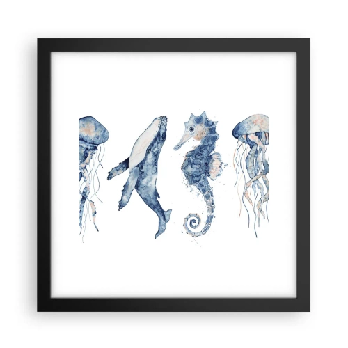 Affiche dans un cadre noir - Poster - Merveilles de la mer - 30x30 cm