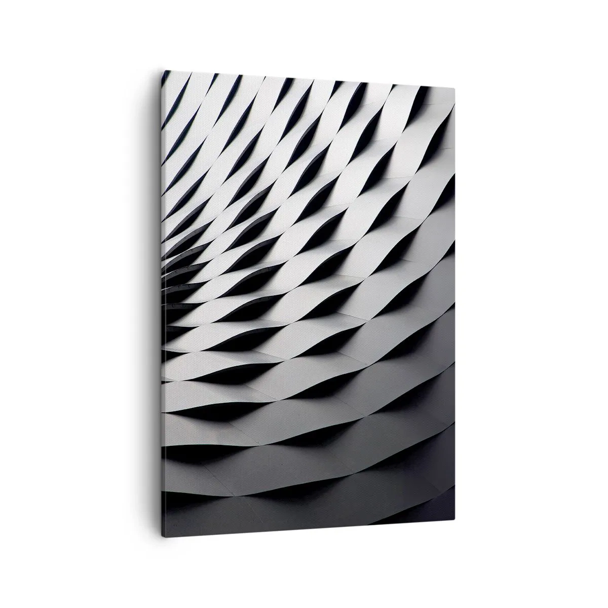 Impression sur toile - Image sur toile - Motif géométrique abstrait dans des tons de noir et blanc - 50x70cm - A la surface des vagues - Décoration murale moderne pour le salon et la chambre ARTTOR