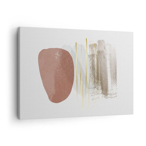 Impression sur toile - Image sur toile - Composition abstraite dans les tons beige et or - 70x50cm - Colonnade abstraite - Décoration murale moderne pour le salon et la chambre ARTTOR