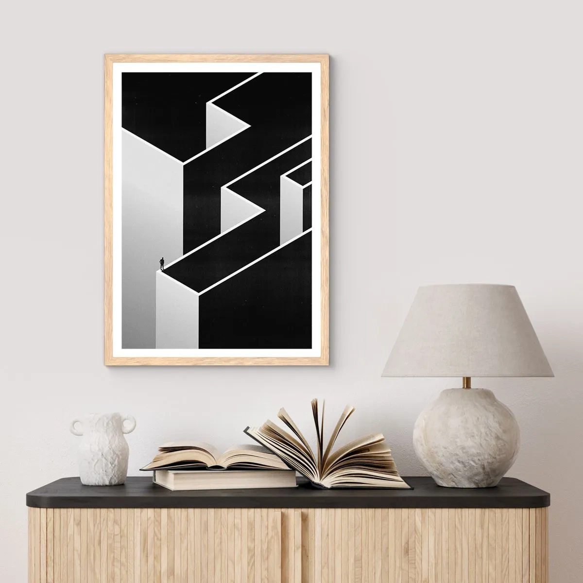 Affiche dans un chêne clair - Poster - La solitude au sommet - 50x70 cm